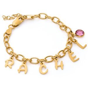 Personalized gold bracelet with birthstone